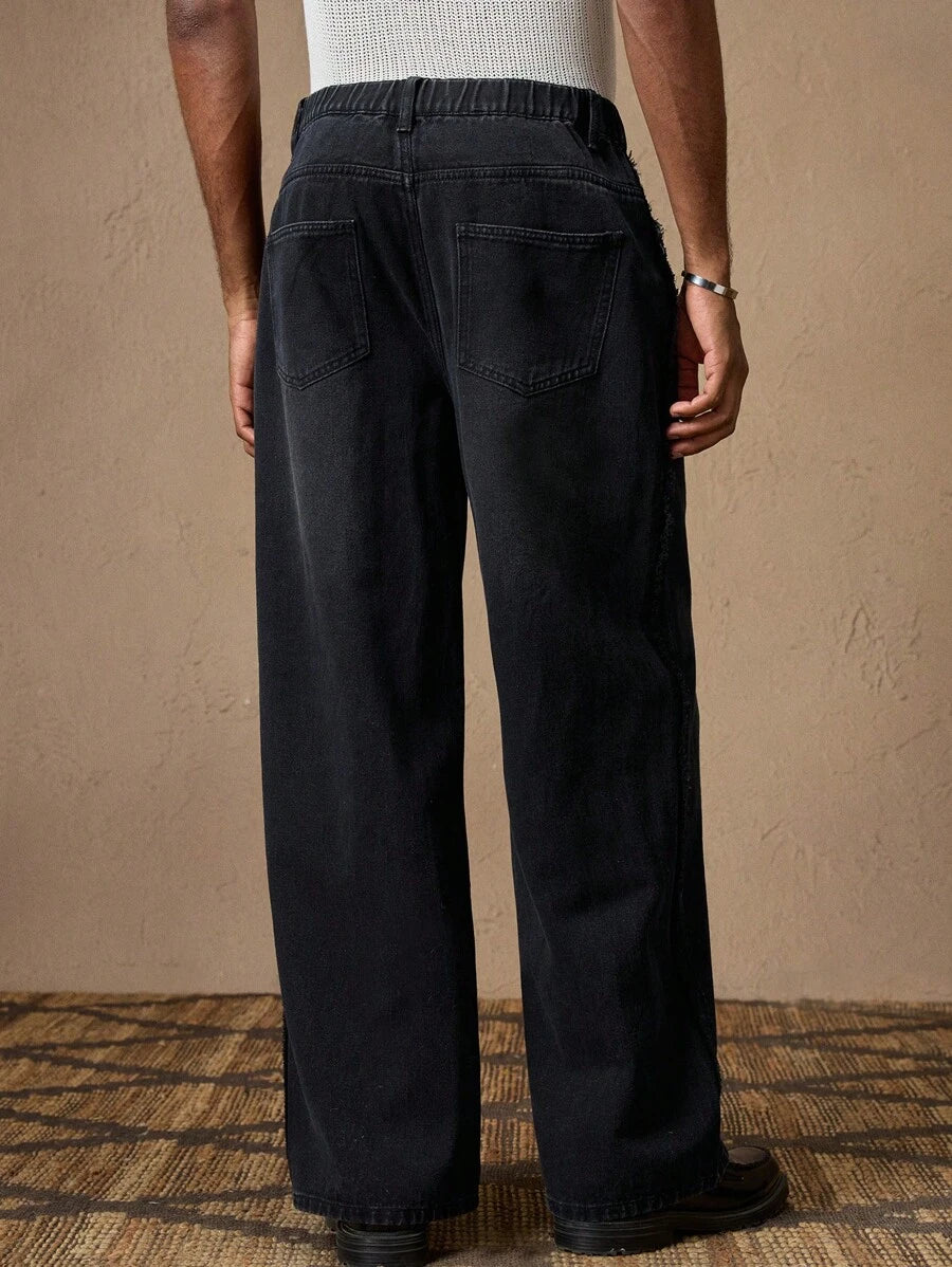 Men's Business Casual Straight Fit Mid-Rise Casual Jeans
