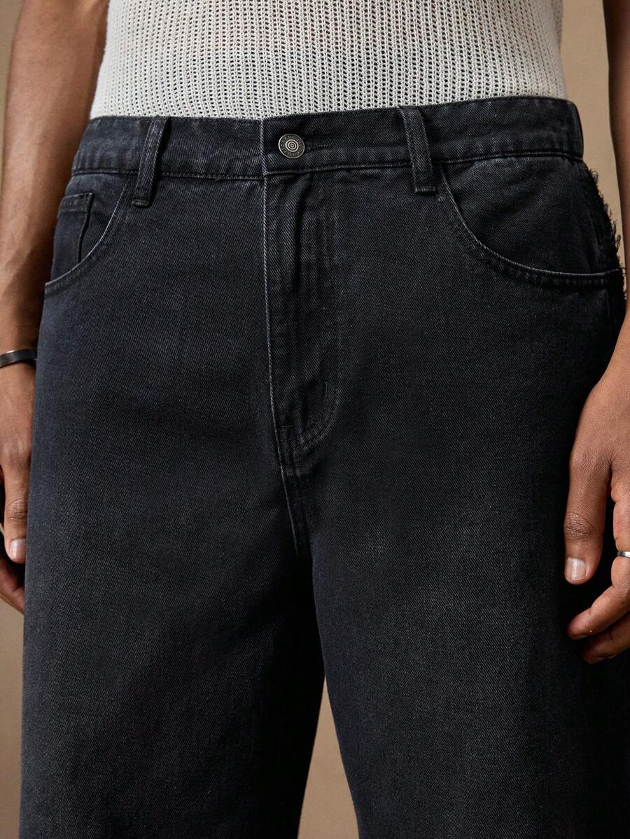 Men's Business Casual Straight Fit Mid-Rise Casual Jeans