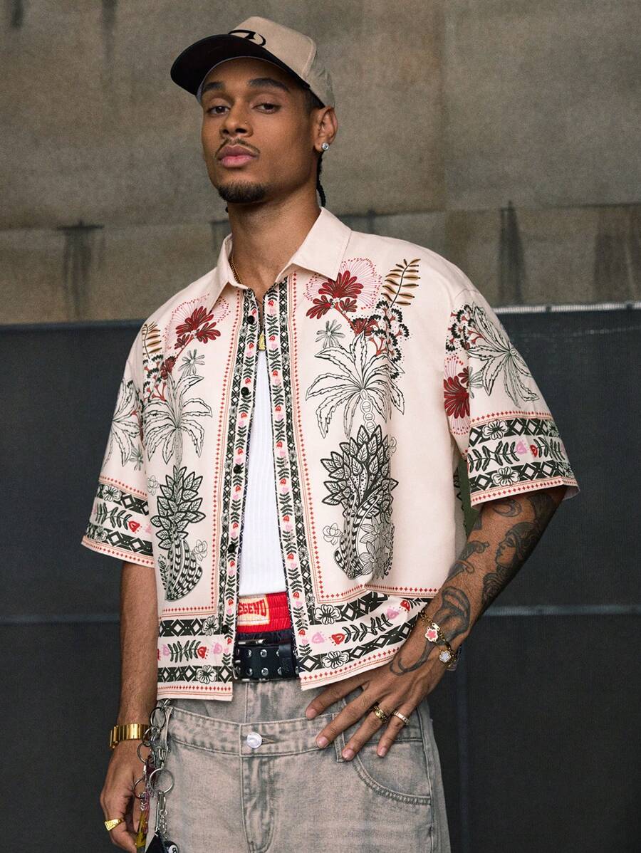 Casual Resort Style Short Sleeve Streetwear Shirt For Men