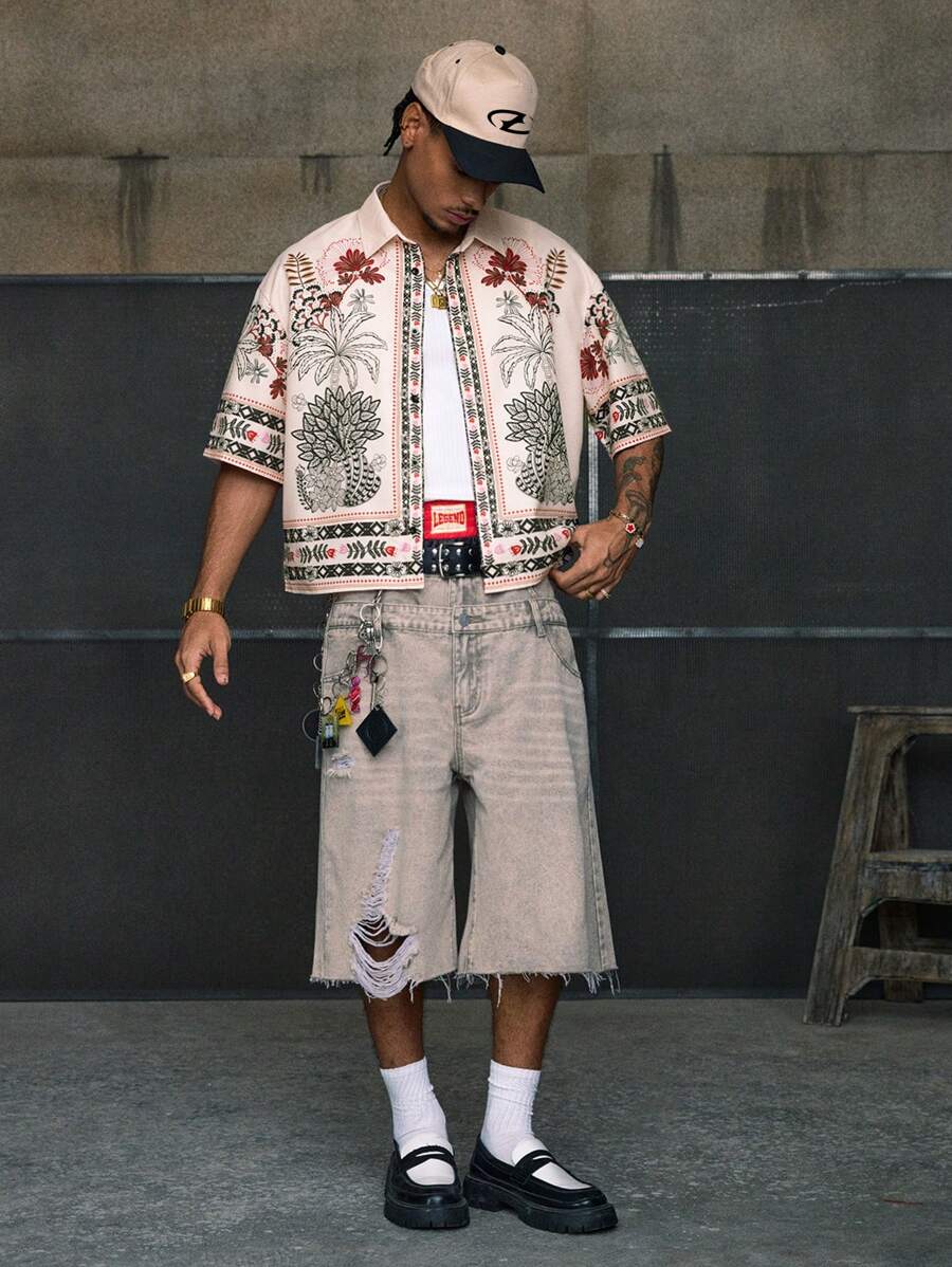 Casual Resort Style Short Sleeve Streetwear Shirt For Men