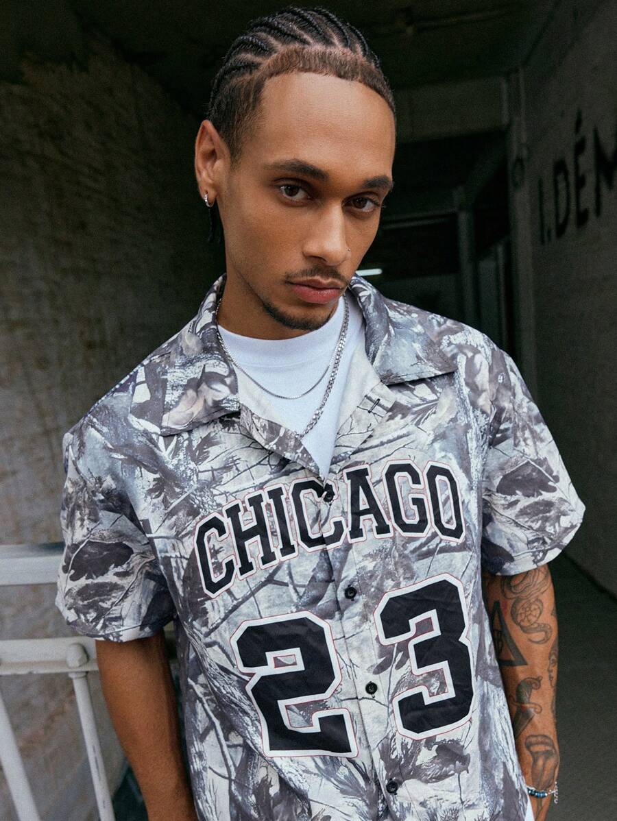 Men's Oil Painting Sunflower Print Pegasus Print Zip-Up Shirt ,