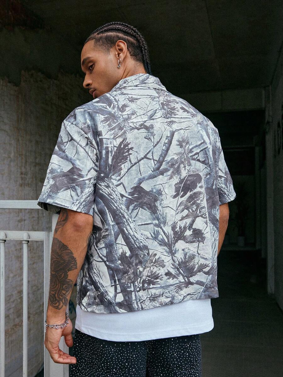 Men's Oil Painting Sunflower Print Pegasus Print Zip-Up Shirt ,