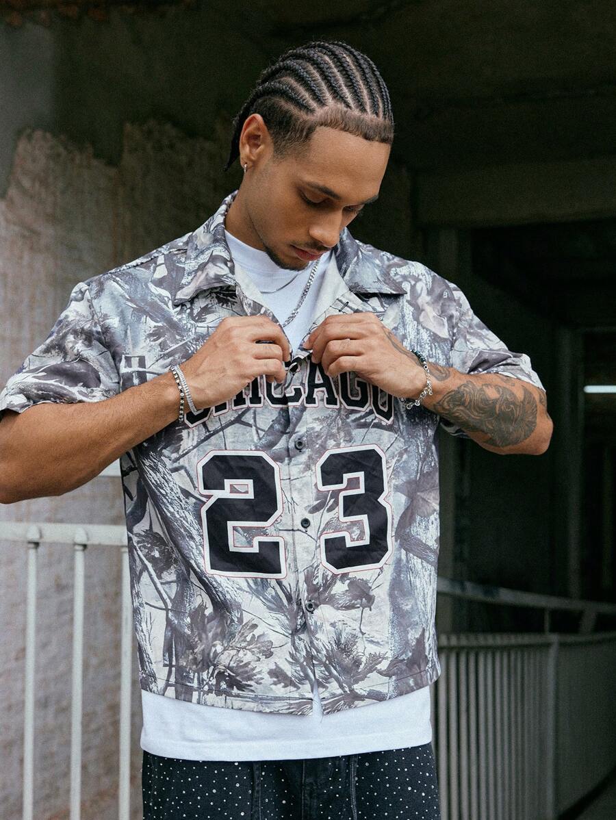 Men's Oil Painting Sunflower Print Pegasus Print Zip-Up Shirt ,