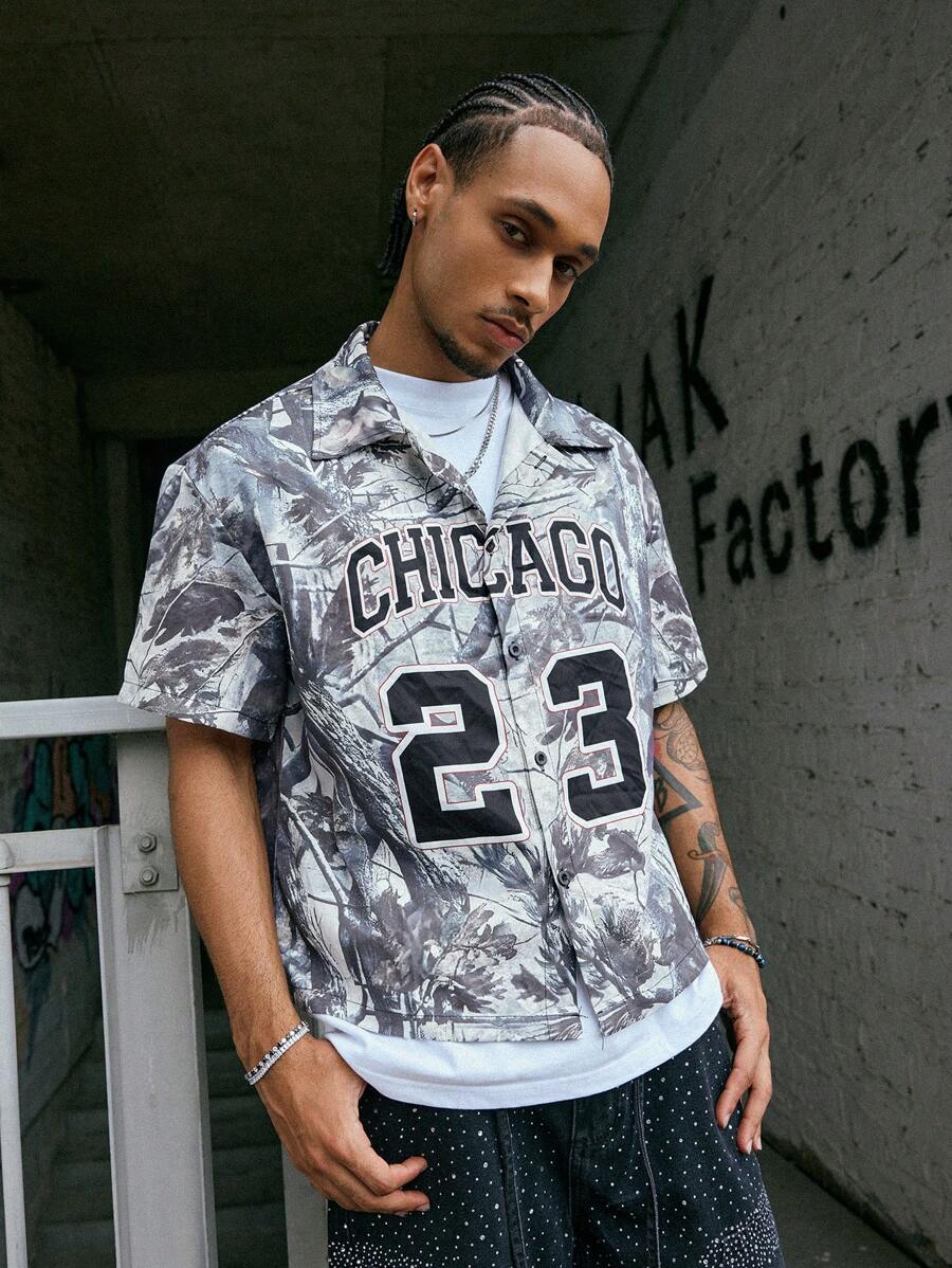 Men's Oil Painting Sunflower Print Pegasus Print Zip-Up Shirt ,