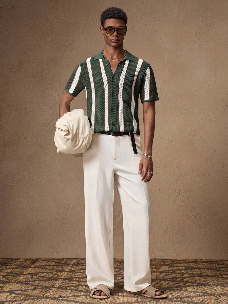 Men's Knitted Short Sleeve Cardigan