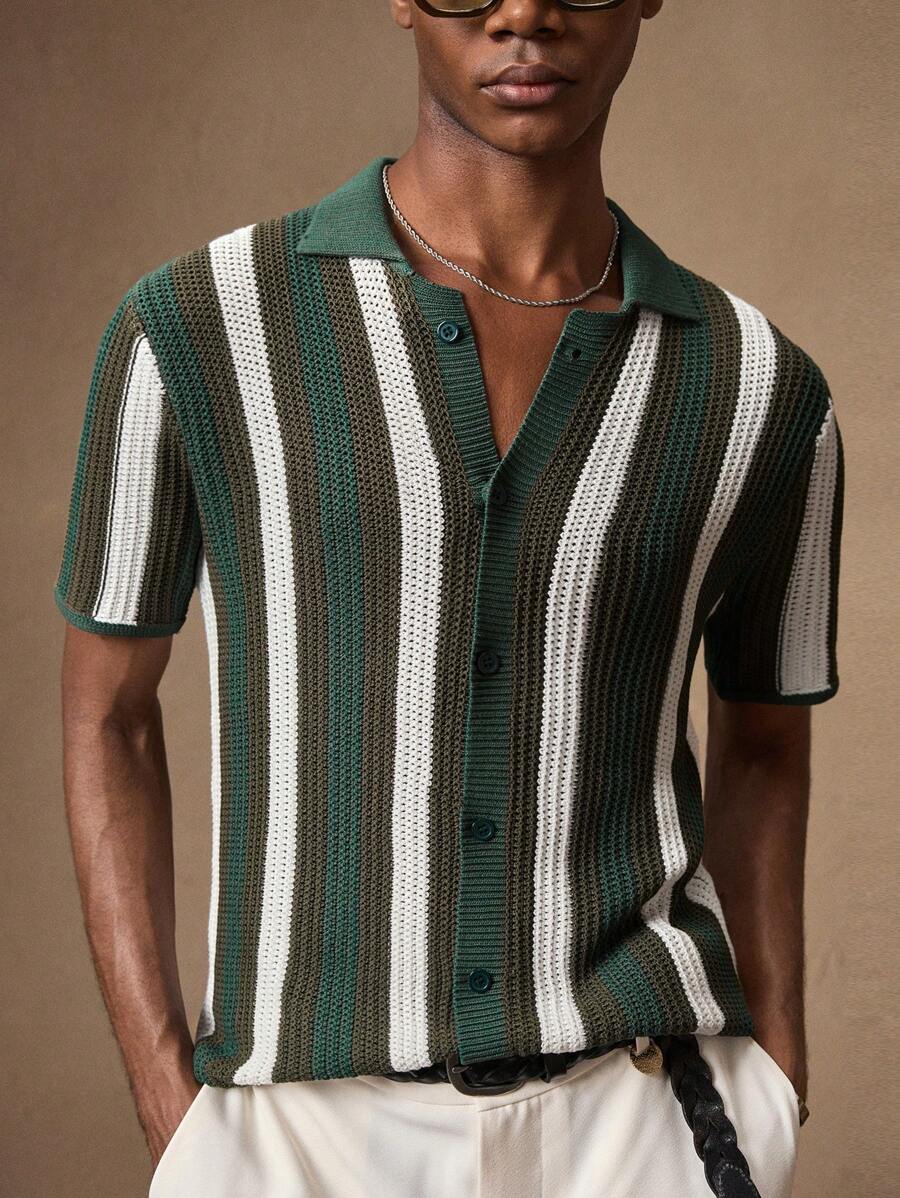 Men's Knitted Short Sleeve Cardigan