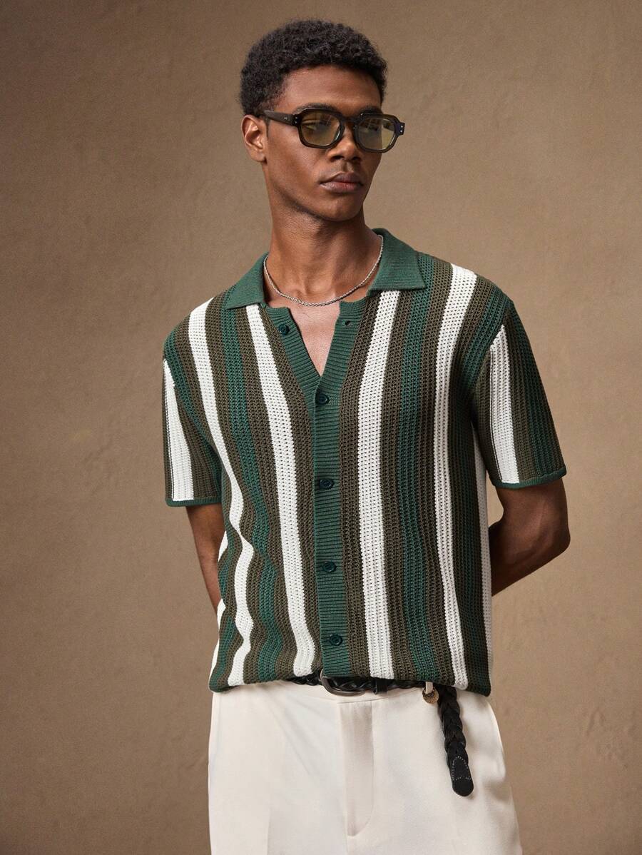 Men's Knitted Short Sleeve Cardigan