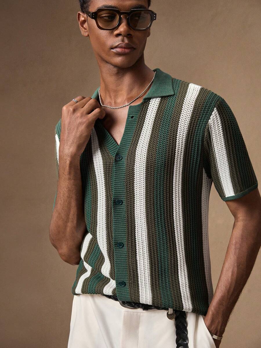 Men's Knitted Short Sleeve Cardigan
