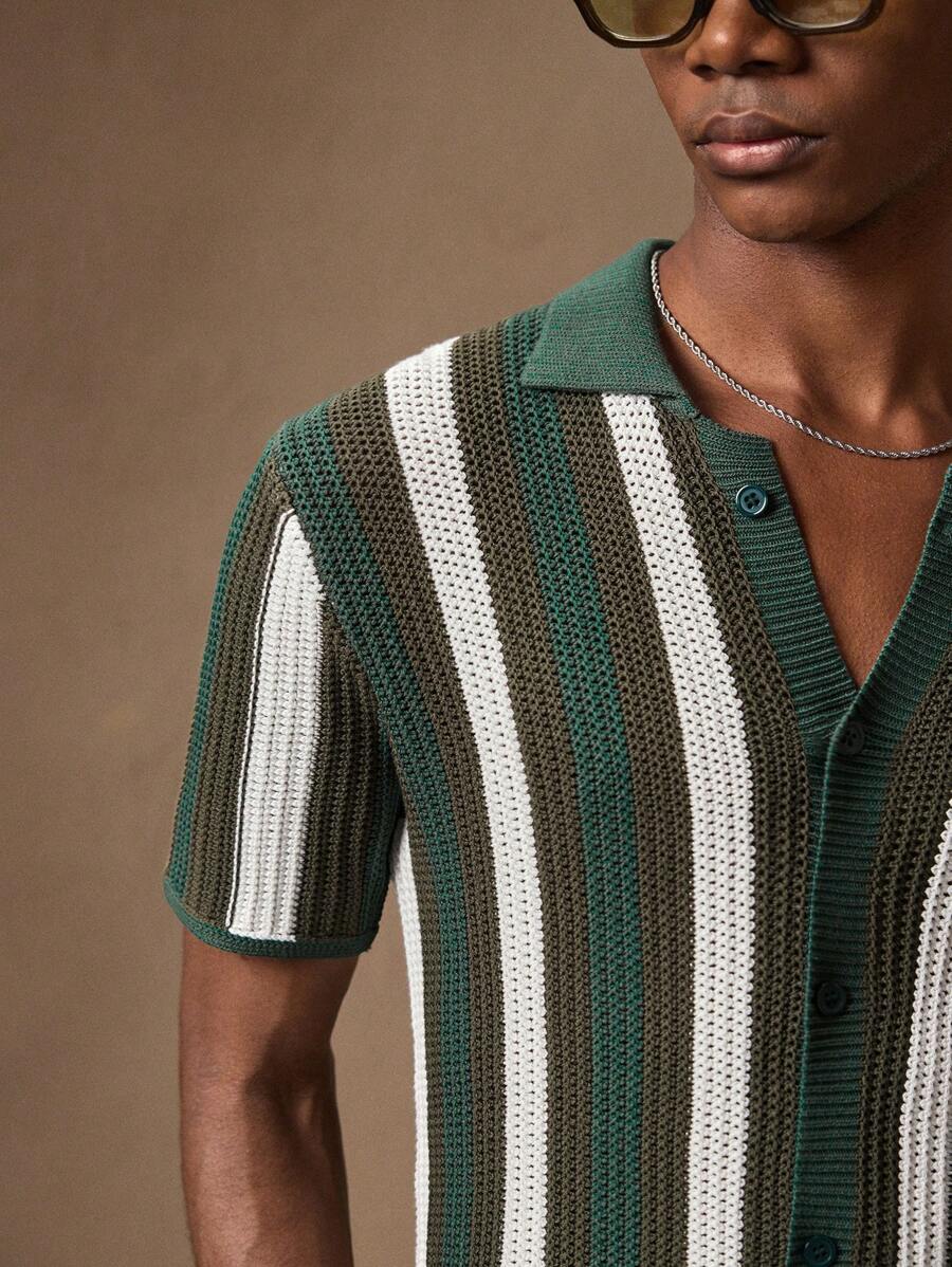 Men's Knitted Short Sleeve Cardigan