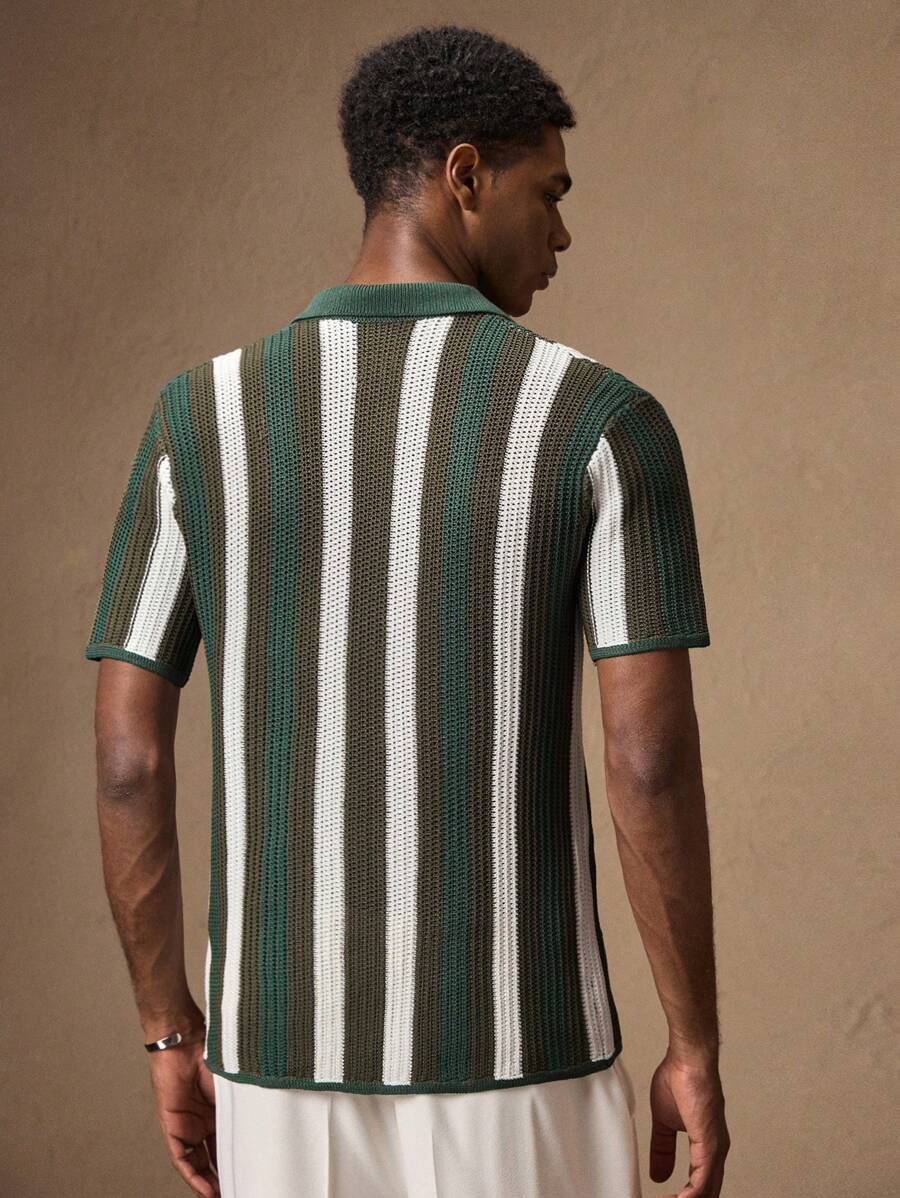 Men's Knitted Short Sleeve Cardigan