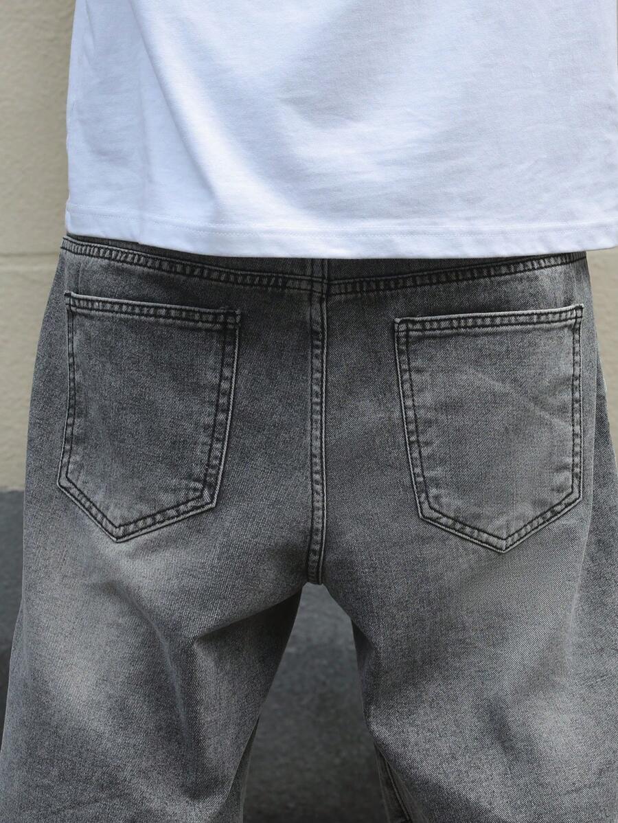 Men's Pocket Distressed Raw Hem Loose Fit Jorts