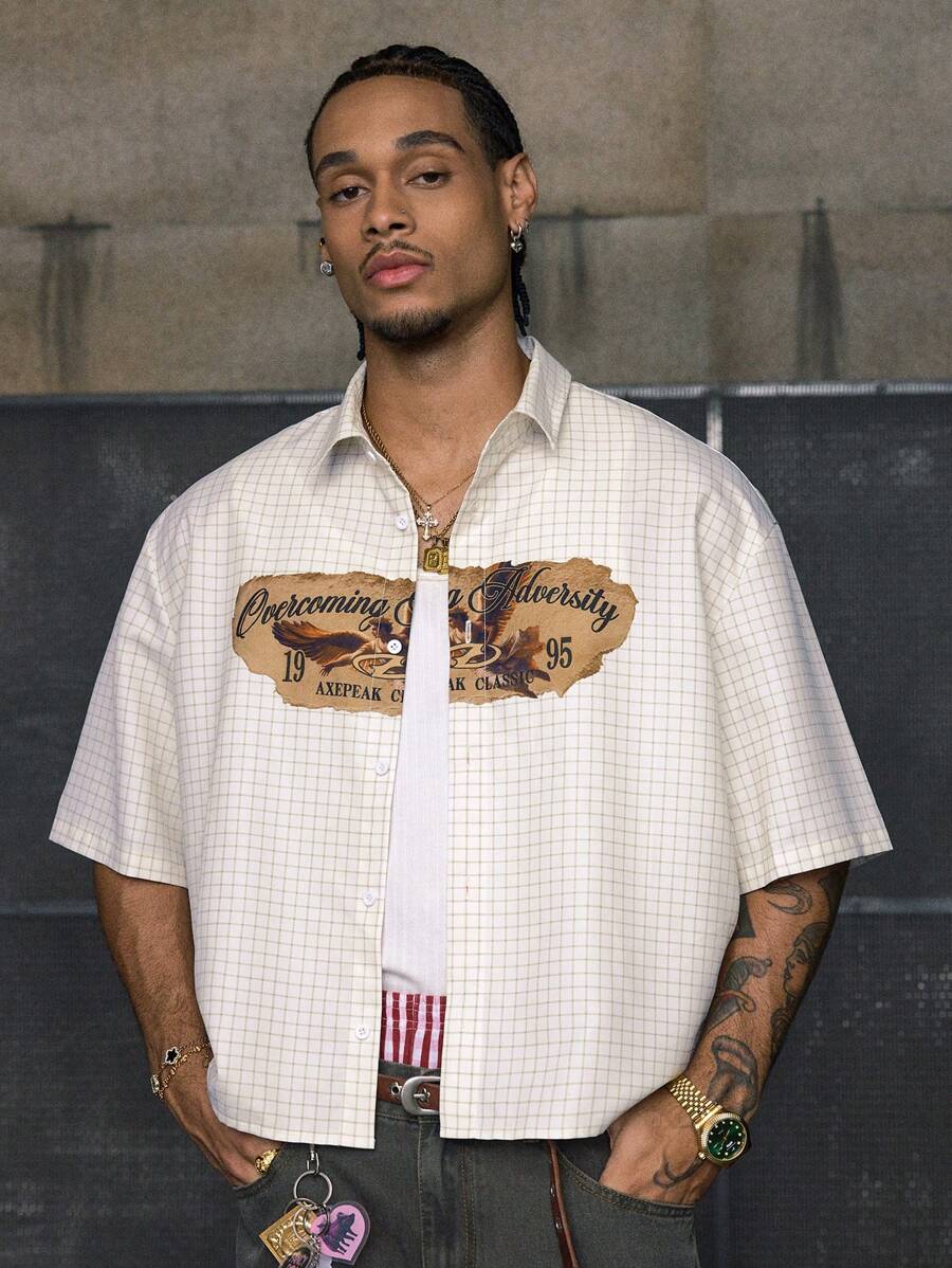 Mens's Casual Streetwear Vintage Print Short Sleeve Shirt For Men