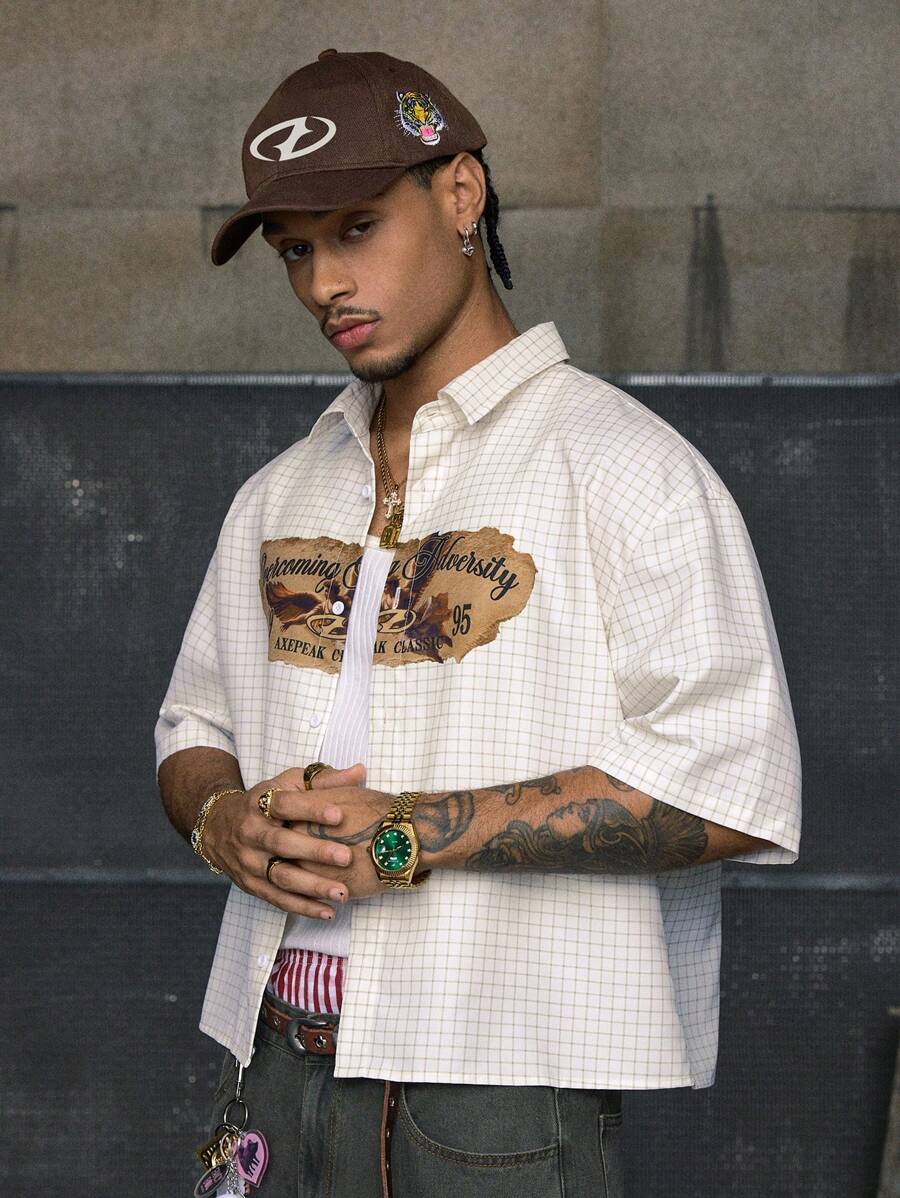Mens's Casual Streetwear Vintage Print Short Sleeve Shirt For Men