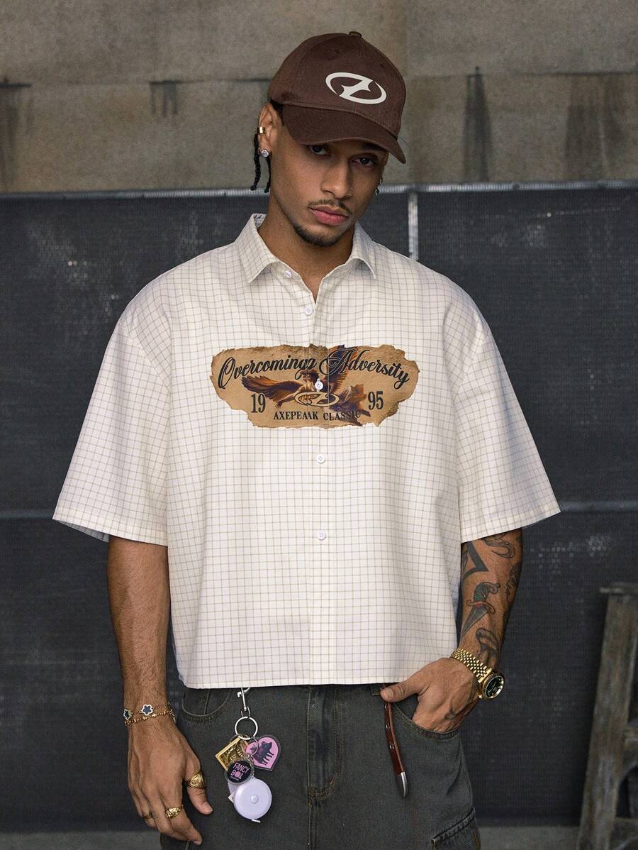 Mens's Casual Streetwear Vintage Print Short Sleeve Shirt For Men