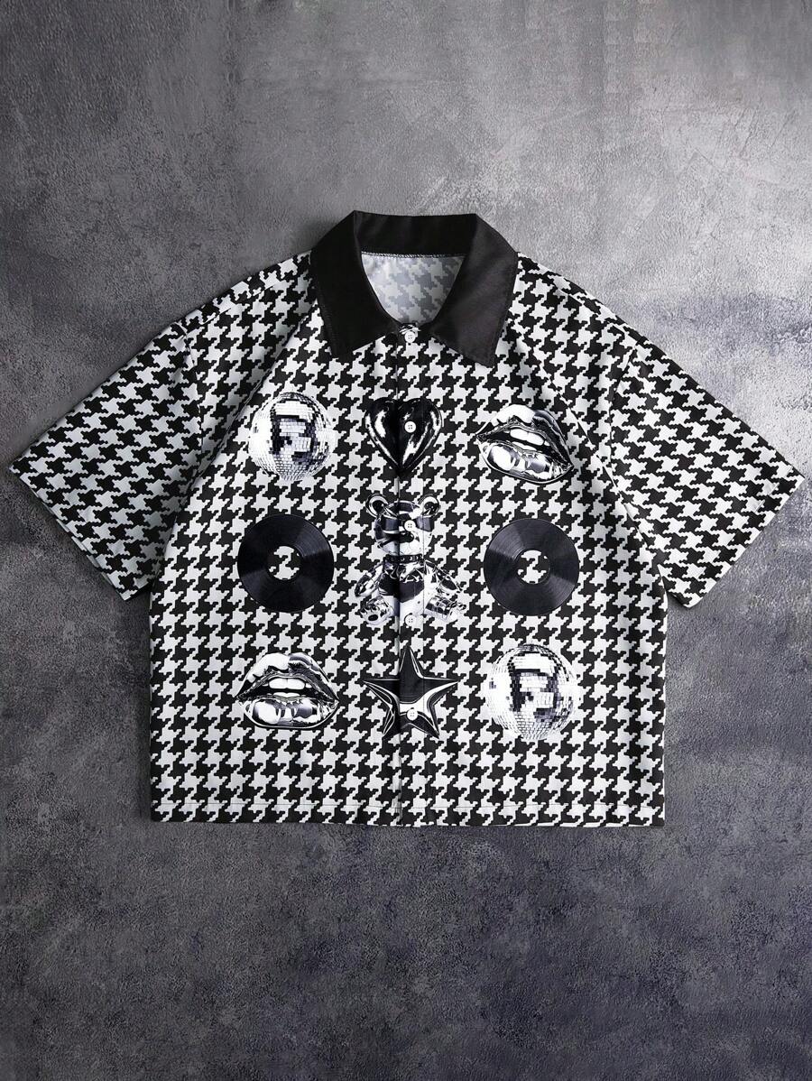 Men's Oil Painting Sunflower Print Pegasus Print Zip-Up Shirt ,