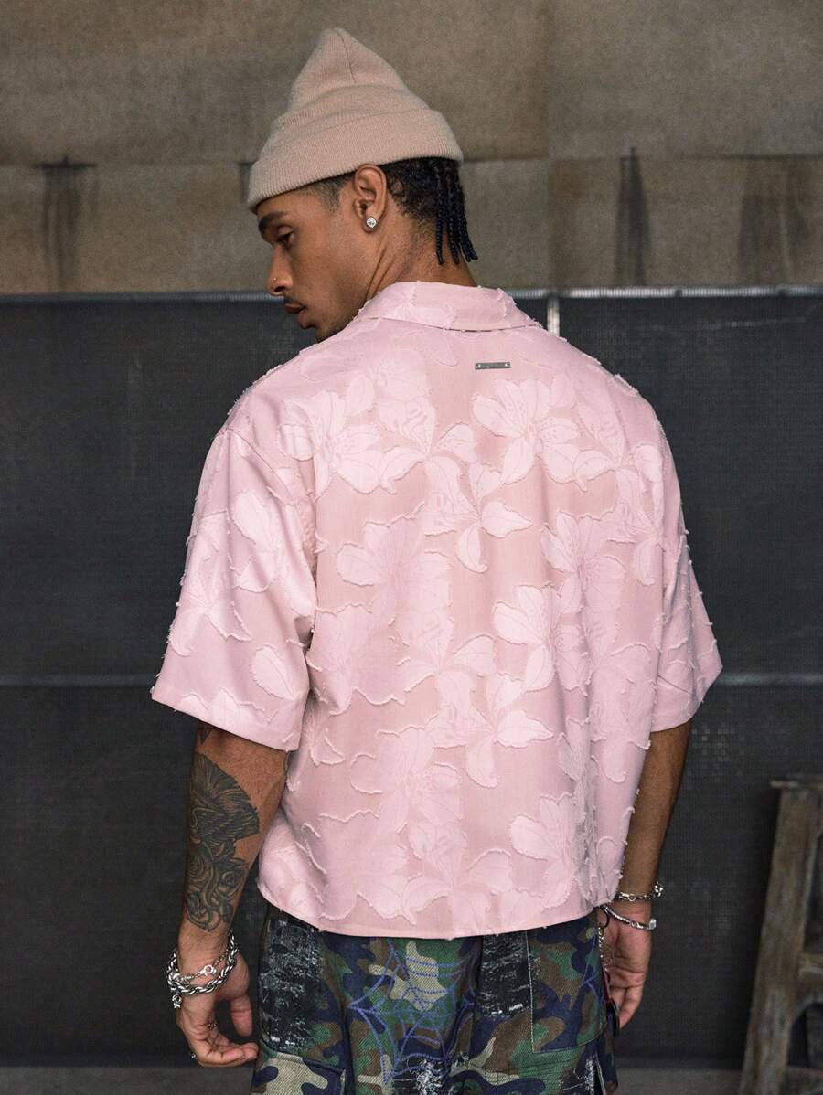 Men's Streetwear Turndown Collar Short Sleeve Loose Fit Shirt