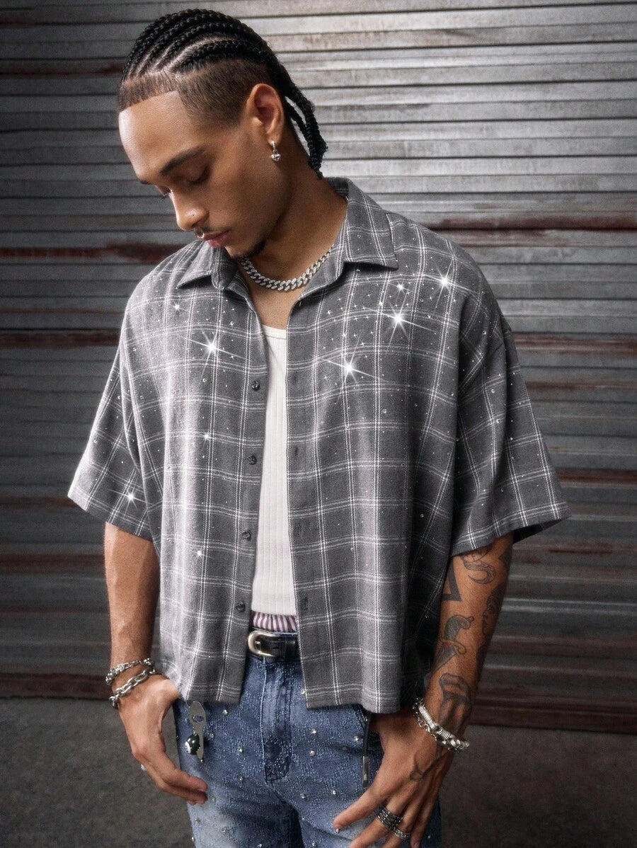 Men's Streetwear Turndown Collar Short Sleeve Loose Fit Shirt