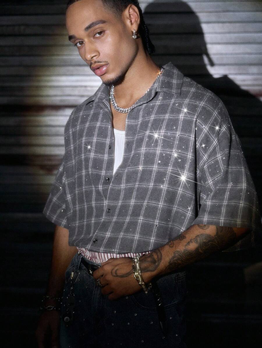 Men's Streetwear Turndown Collar Short Sleeve Loose Fit Shirt