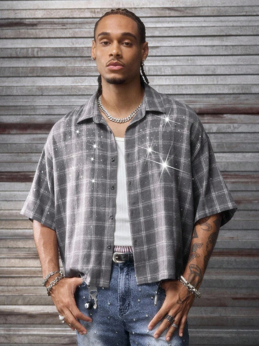 Men's Streetwear Turndown Collar Short Sleeve Loose Fit Shirt
