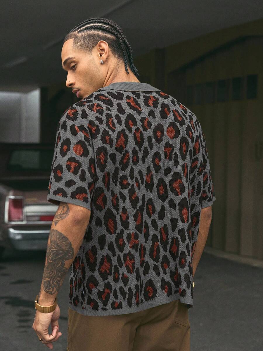 Short Sleeve Loose Fit Knit Shirt For Men