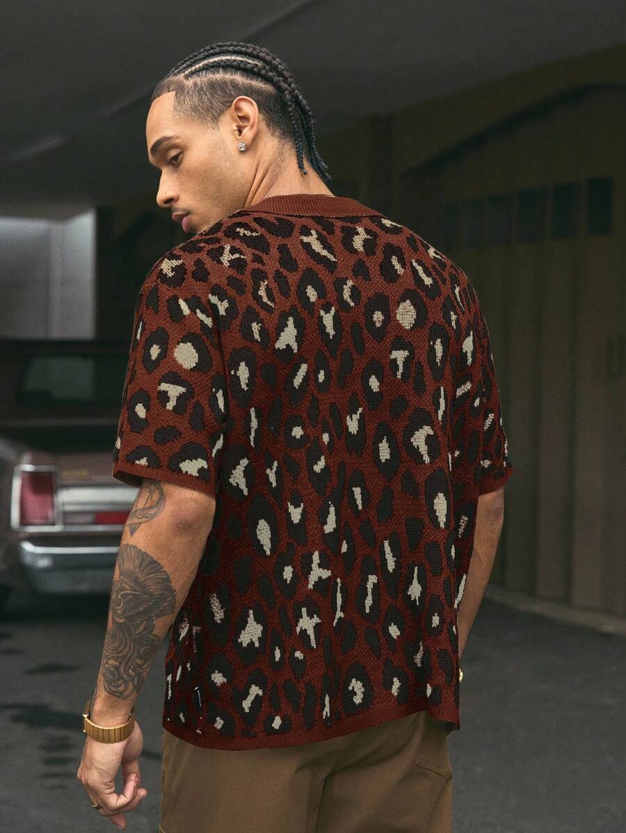 Short Sleeve Loose Fit Knit Shirt For Men