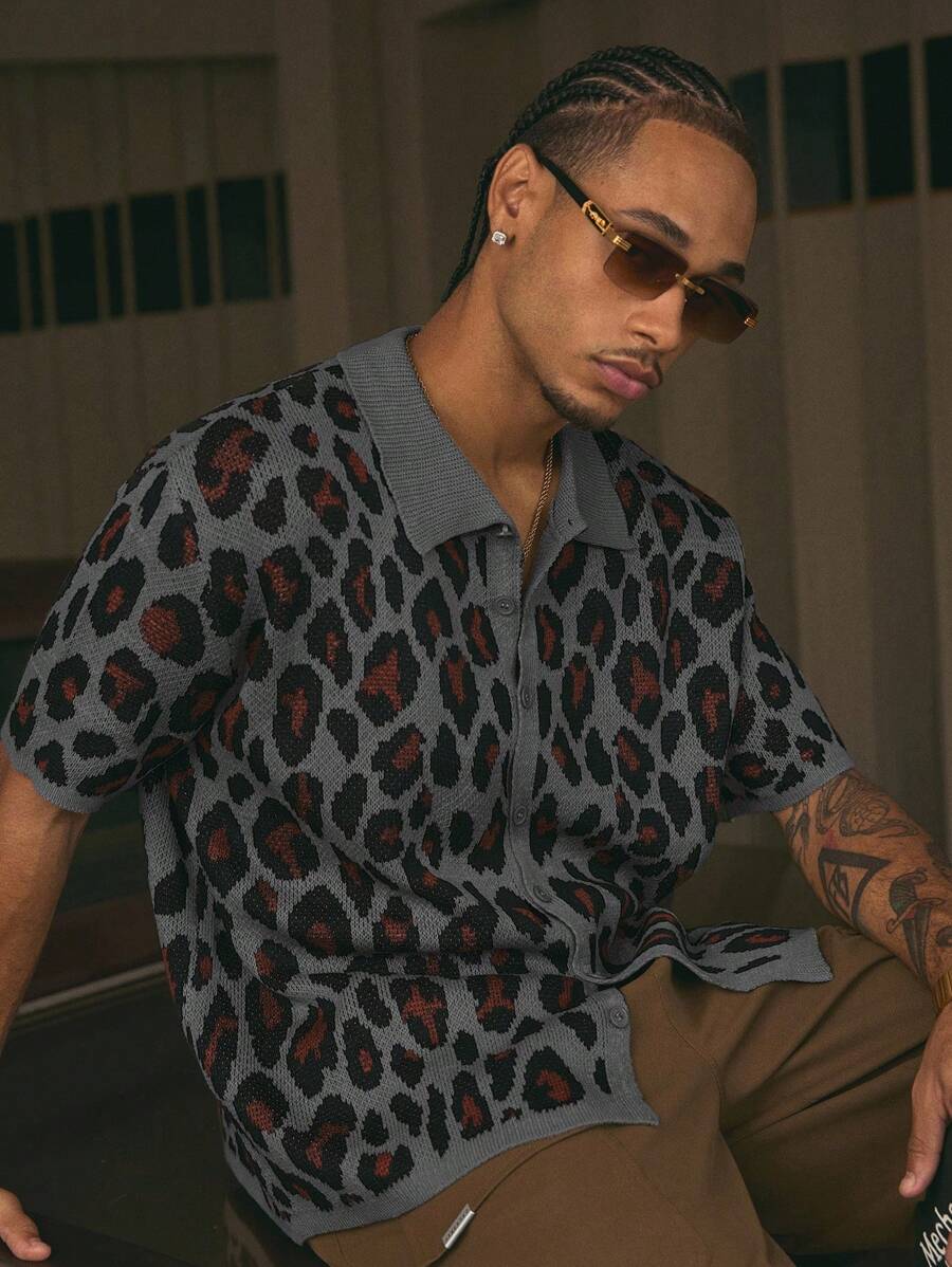 Short Sleeve Loose Fit Knit Shirt For Men