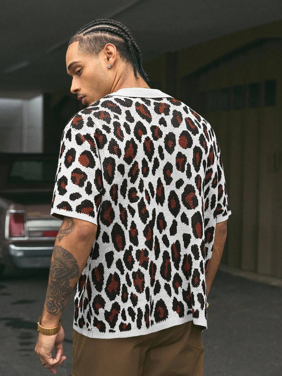Short Sleeve Loose Fit Knit Shirt For Men