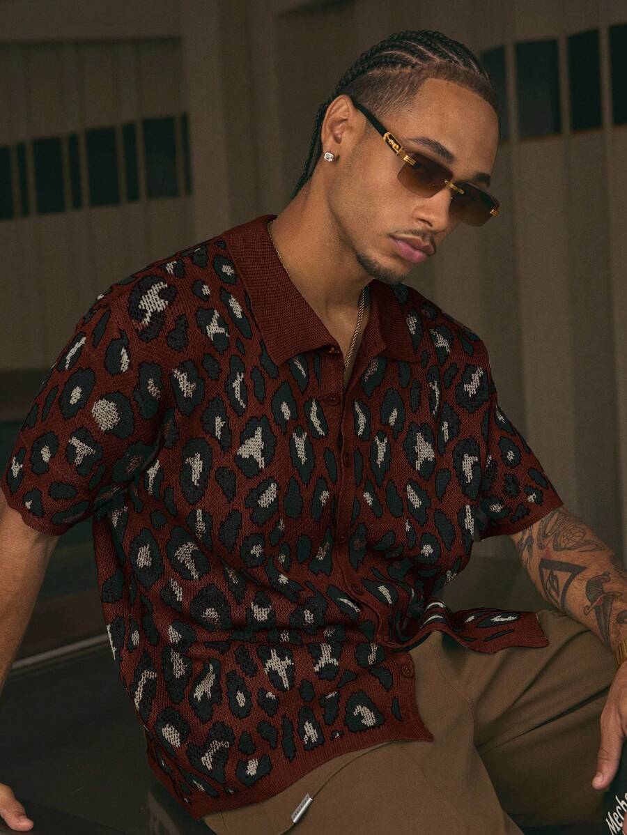 Short Sleeve Loose Fit Knit Shirt For Men