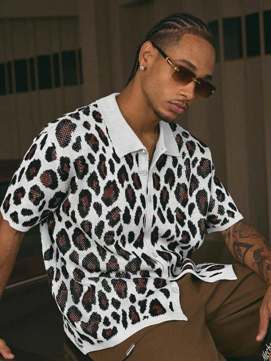 Short Sleeve Loose Fit Knit Shirt For Men