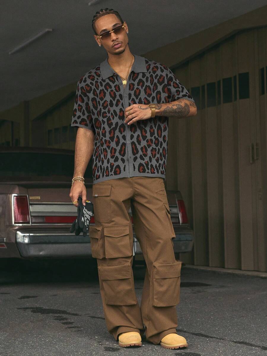 Short Sleeve Loose Fit Knit Shirt For Men