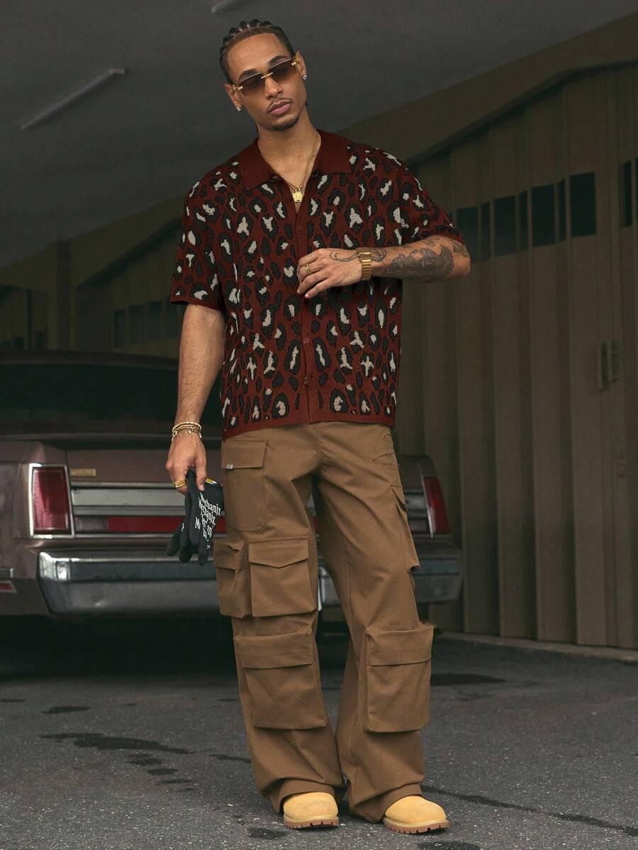 Short Sleeve Loose Fit Knit Shirt For Men