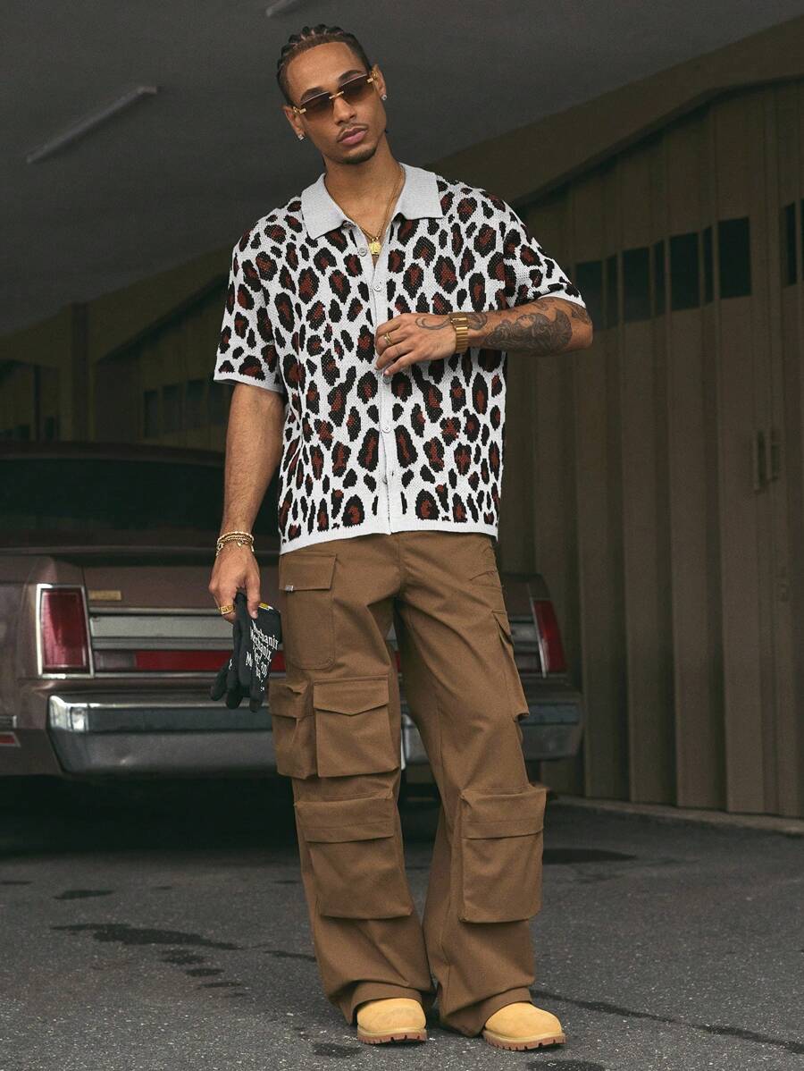 Short Sleeve Loose Fit Knit Shirt For Men