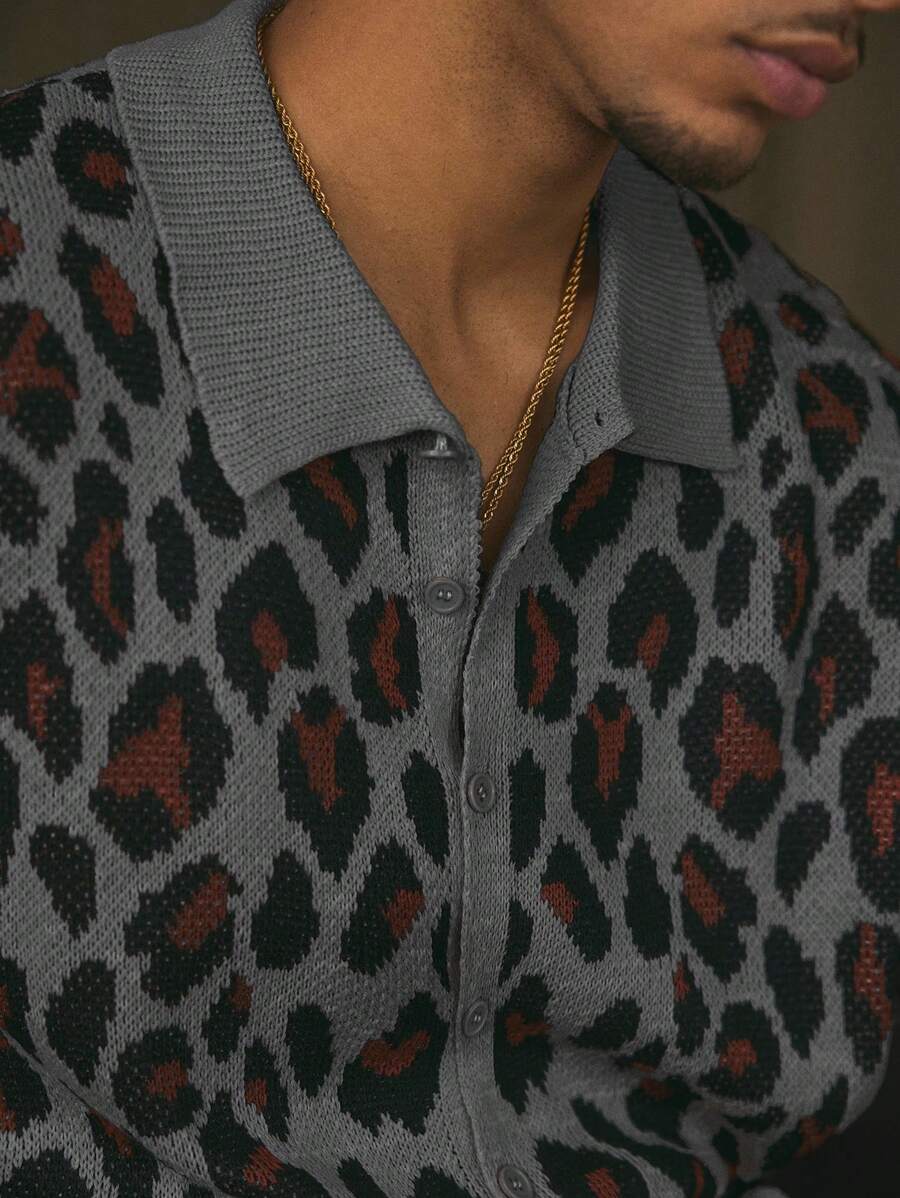 Short Sleeve Loose Fit Knit Shirt For Men