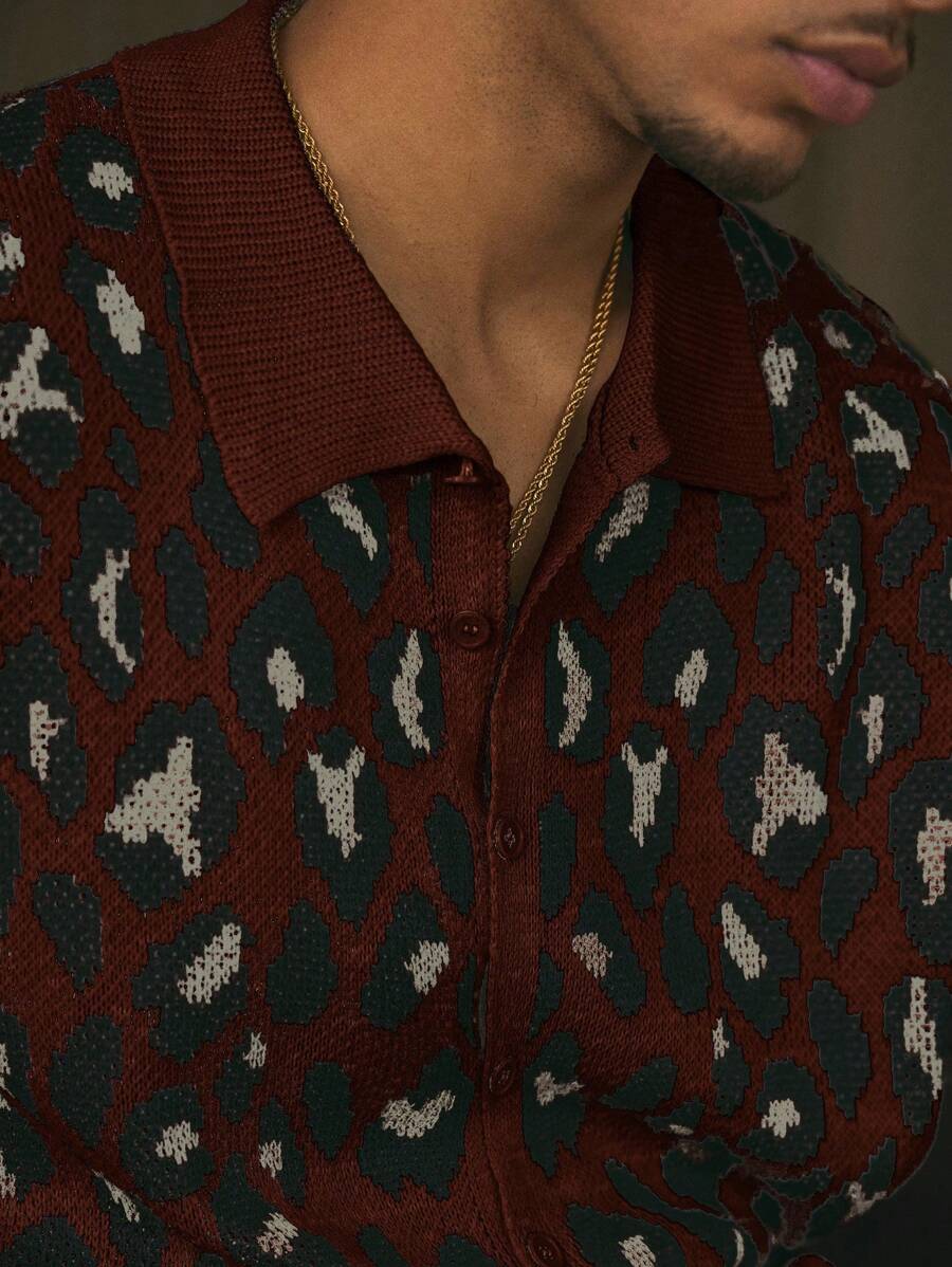 Short Sleeve Loose Fit Knit Shirt For Men