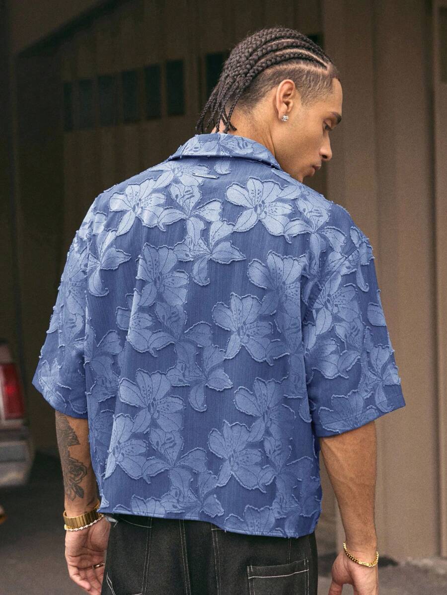 Men's Streetwear Turndown Collar Short Sleeve Loose Fit Shirt