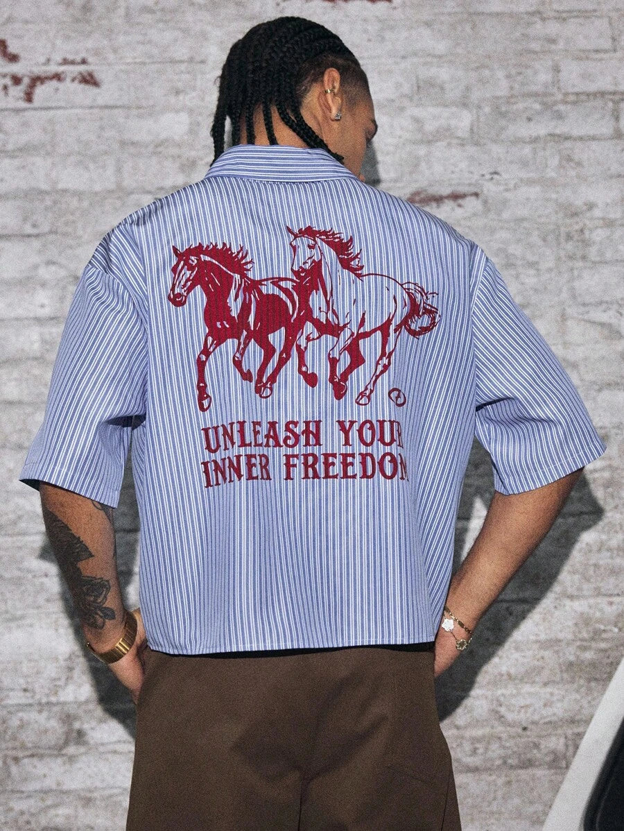 Mens's Casual Streetwear Vintage Print Short Sleeve Shirt For Men