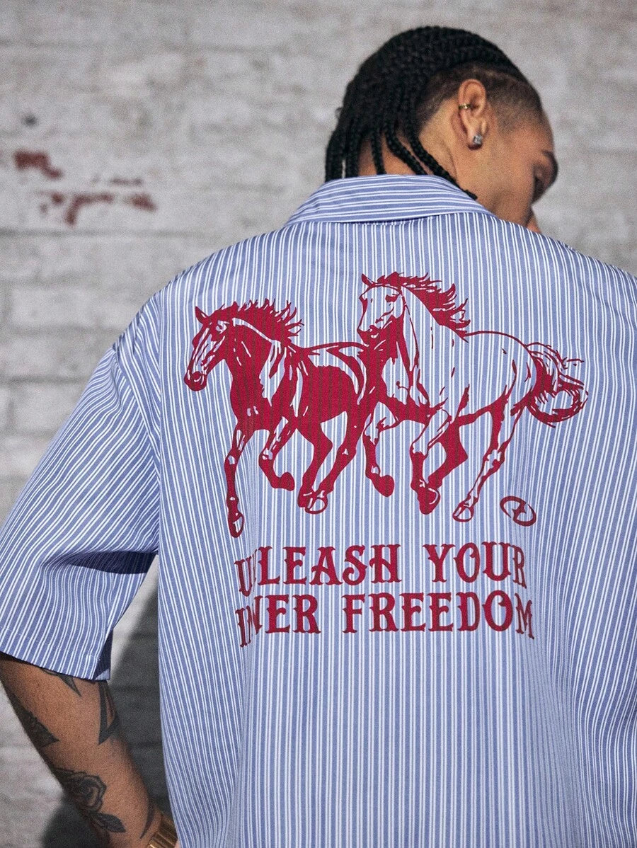 Mens's Casual Streetwear Vintage Print Short Sleeve Shirt For Men