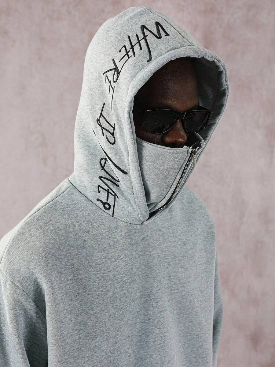 Men’s Casual Loose Fit Letter Print Drawstring Hoodie And Wide Leg Pocket Pants Suit Set