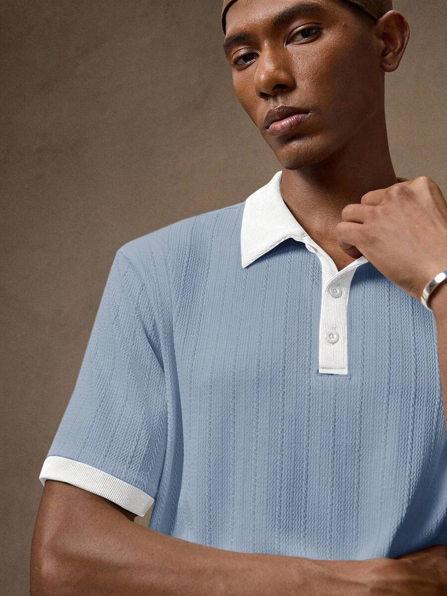Men's Knitted White Slim Fit Casual Short Sleeve Polo Shirt