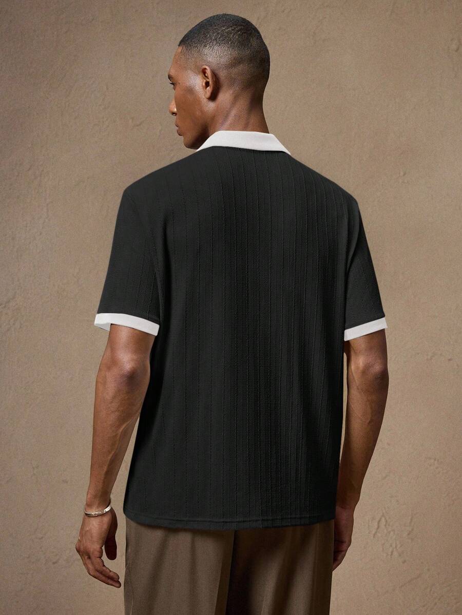 Men's Knitted White Slim Fit Casual Short Sleeve Polo Shirt