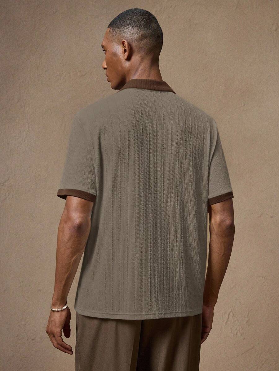 Men's Knitted White Slim Fit Casual Short Sleeve Polo Shirt