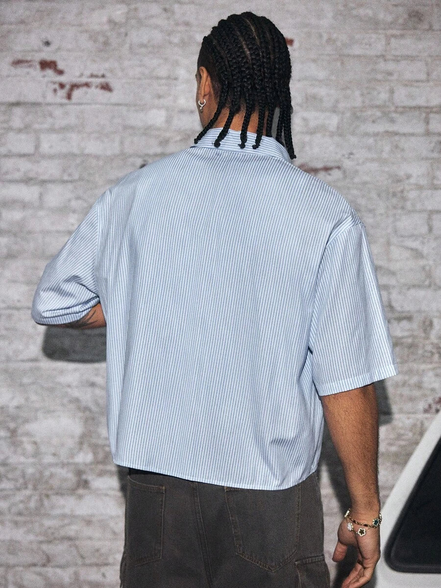 Men's Streetwear Turndown Collar Short Sleeve Loose Fit Shirt