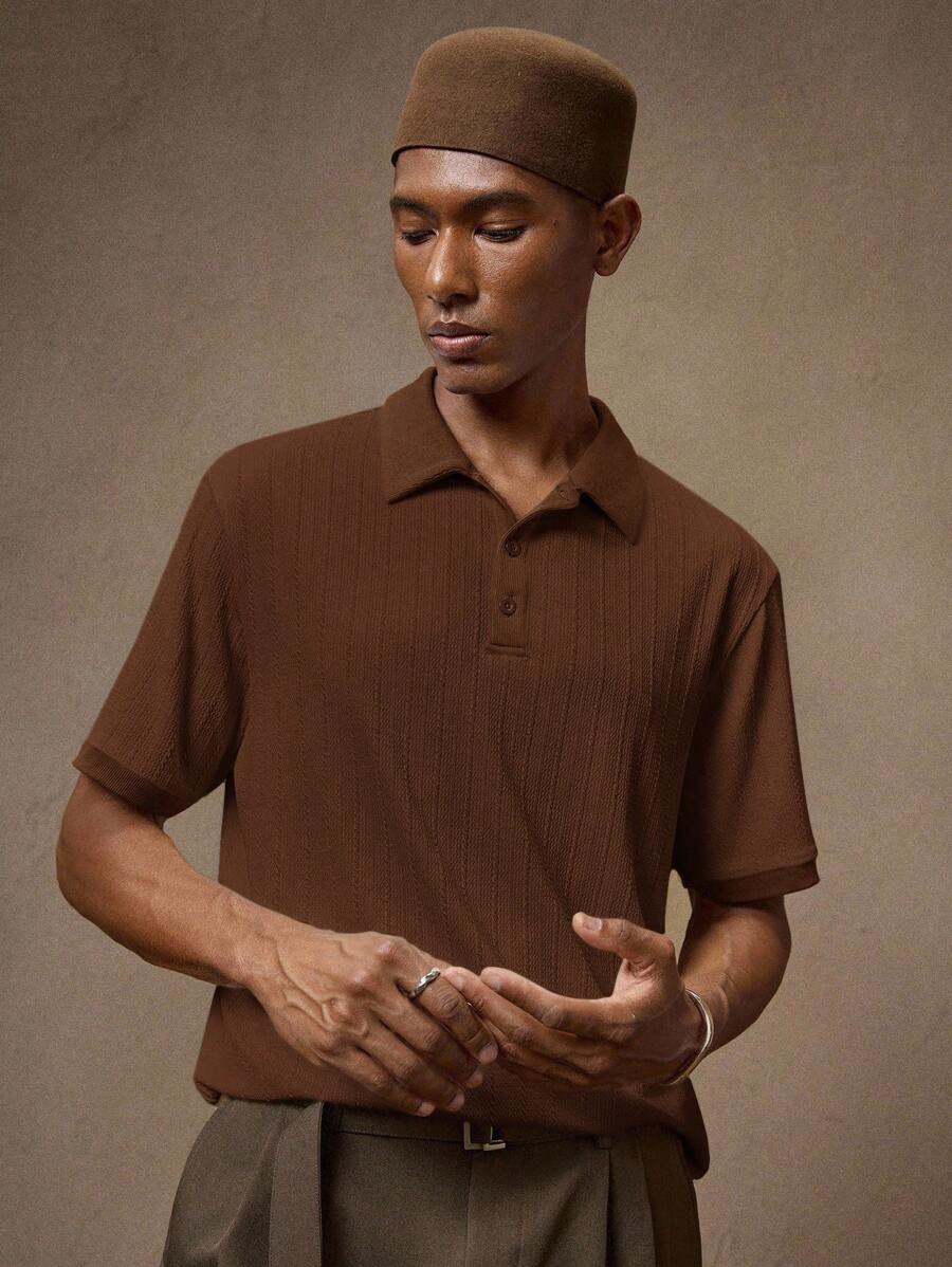 Men's Knitted White Slim Fit Casual Short Sleeve Polo Shirt