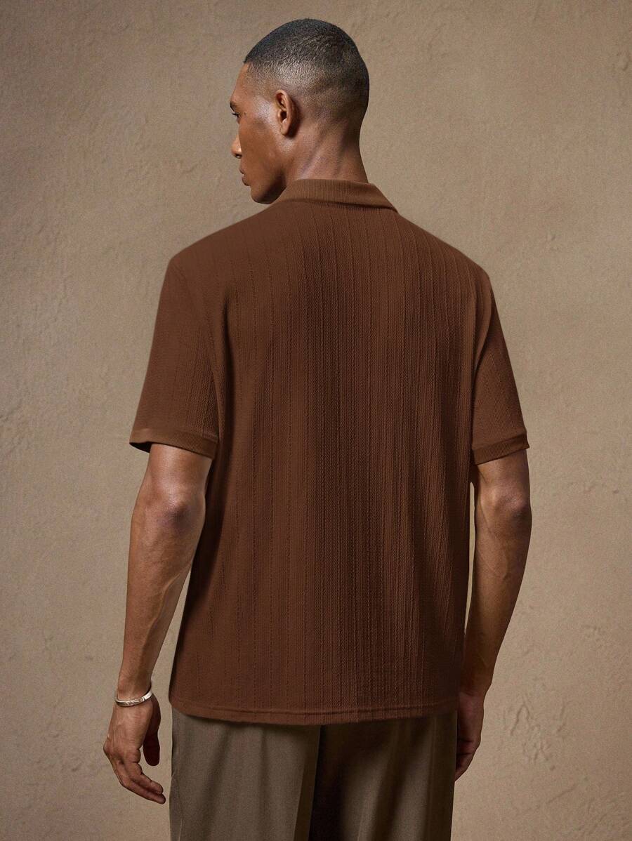 Men's Knitted White Slim Fit Casual Short Sleeve Polo Shirt