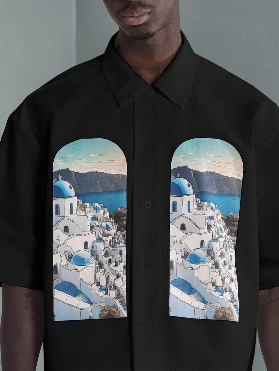 Print Button-Up Resort Shirt