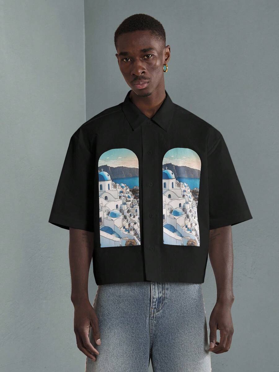 Print Button-Up Resort Shirt
