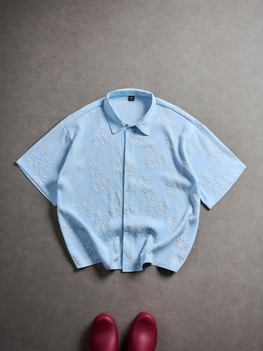 Men's Oil Painting Sunflower Print Pegasus Print Zip-Up Shirt ,