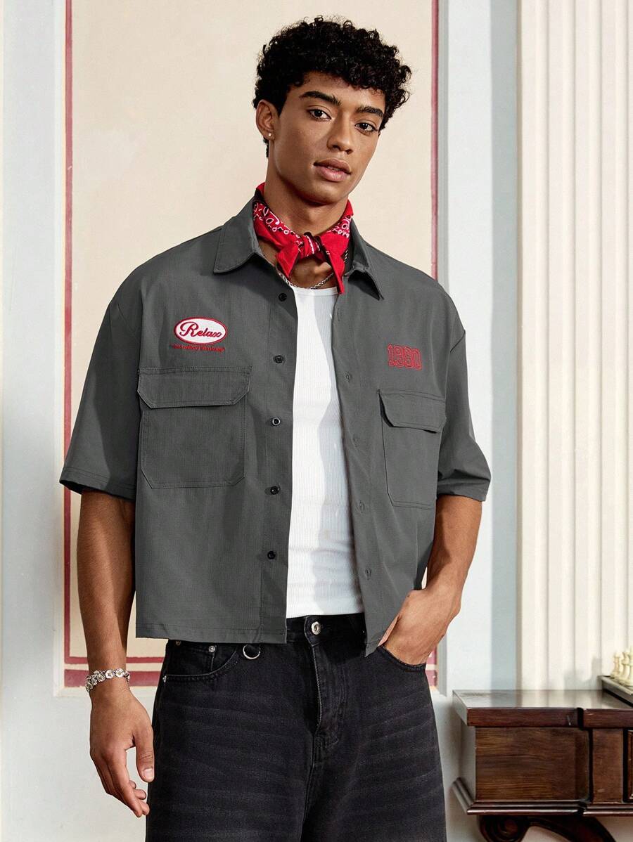 Men's Cargo Pocket Short Sleeve Casual Shirt
