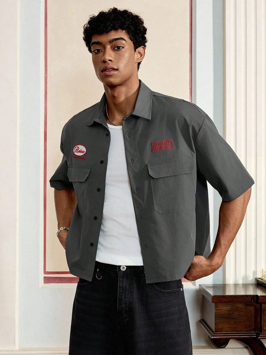 Men's Cargo Pocket Short Sleeve Casual Shirt