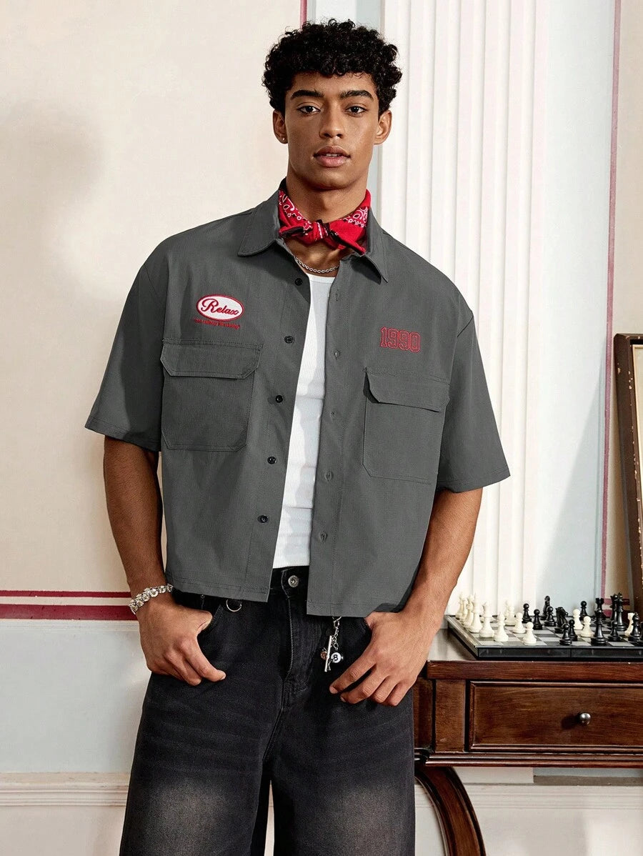 Men's Cargo Pocket Short Sleeve Casual Shirt